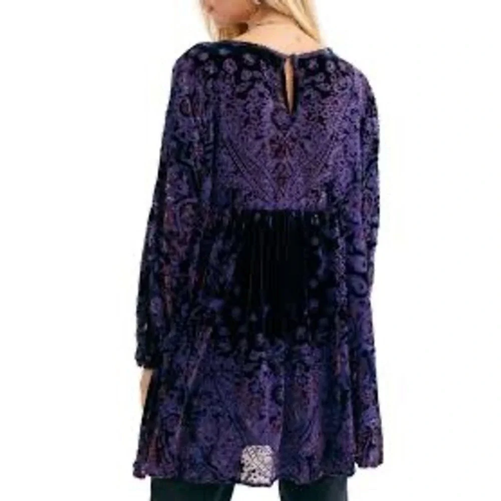 Free People Boho‎ Mirror, Mirror Long Sleeve Burnout Velvet Minidress, Medium